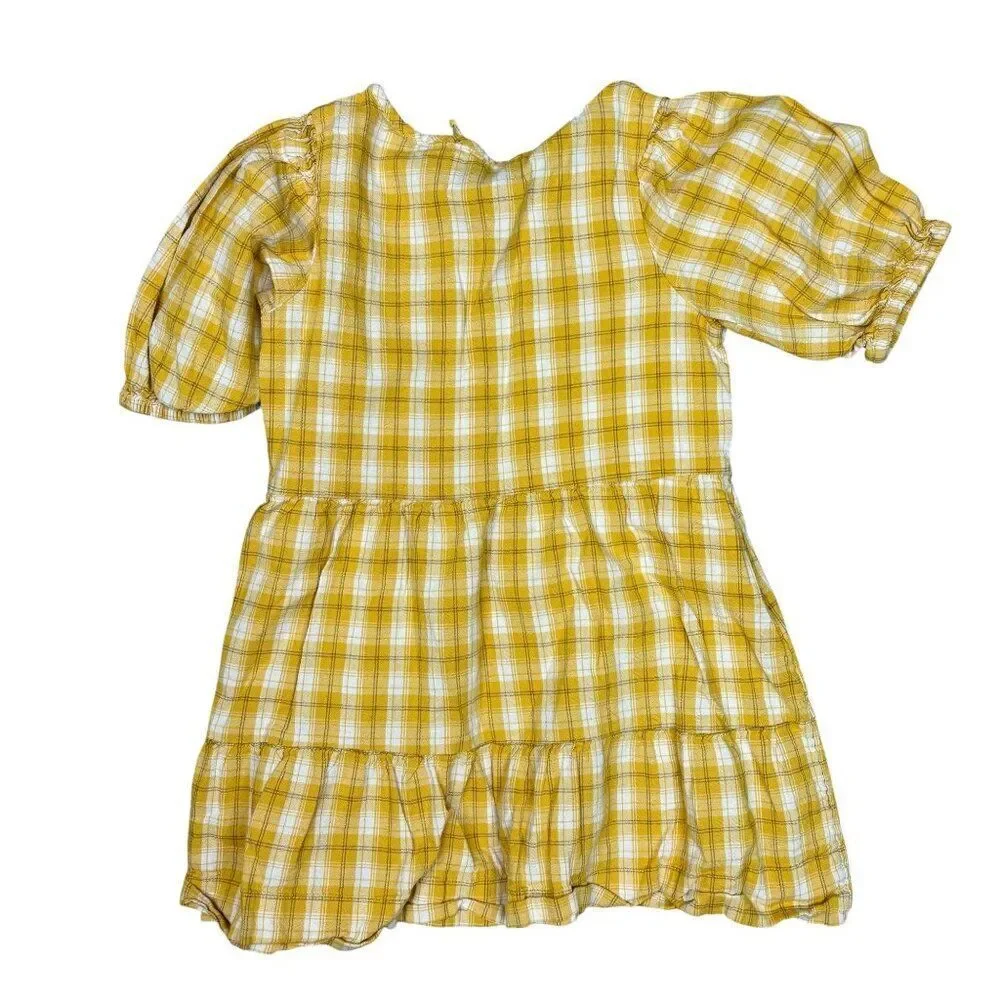 Old Navy Yellow and White Plaid Dress Size S 6-7